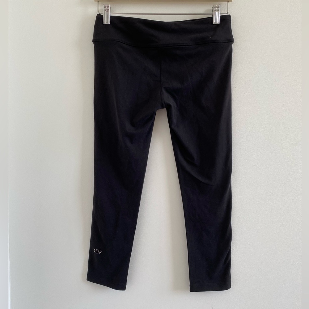 Splits59 Black Highlight Performance Cropped Capri Faux Leather Leggings Size M - Picture 9 of 12